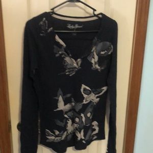 Lucky Brand Navy Floral Long Sleeve Tee